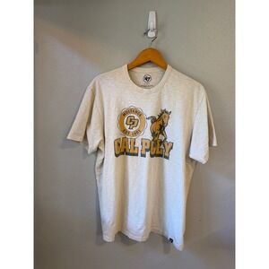 '47 Brand Cal Poly Mustangs T-Shirt Mens XL Cream Slub Cotton Graphic Tee